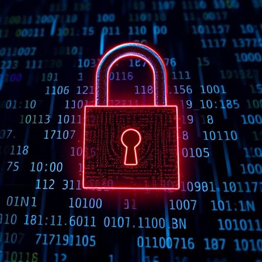 Cybersecurity course image showing a digital lock with binary code, representing online security and data protection