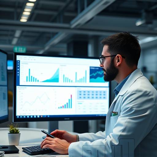 Image illustrating the Data Science and Machine Learning course, showcasing data visualizations, statistical charts, and a data scientist analyzing data on a computer screen